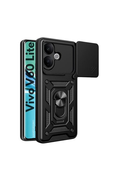 HANPORIUM Vivo V60 Lite Compatible Tank Case with Ring Stand Extra Shock Prot...