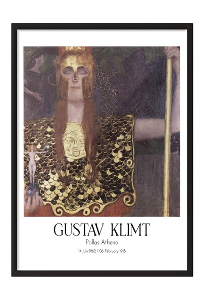 Postifull Gustav Klimt - Pallas Athena, Tablou înrămat negru, Seria de artă N...