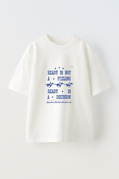 Anetos Tricou supradimensionat alb din bumbac, cu imprimeu frontal, design cu...