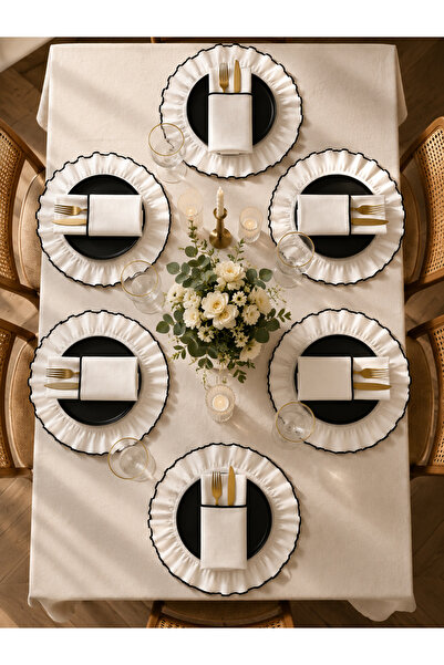 Mirilliahome 6-Piece Ruffle Detailed Fabric American Service Plate Set Garden...