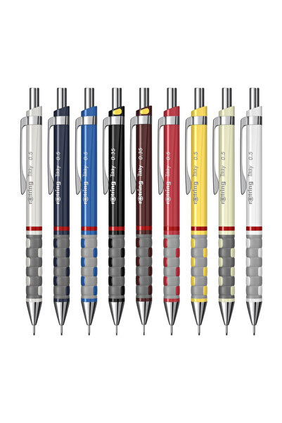 HYVESTO Pachet 4 Seturi Creioane Mecanice Rotring Tikky III Original, 0.5 mm, Culori Diferite, Include 4x Creion Mecanic, 4x Set Mine 0.5 HB, 4x Radiera Tikky 40, Blister Professional