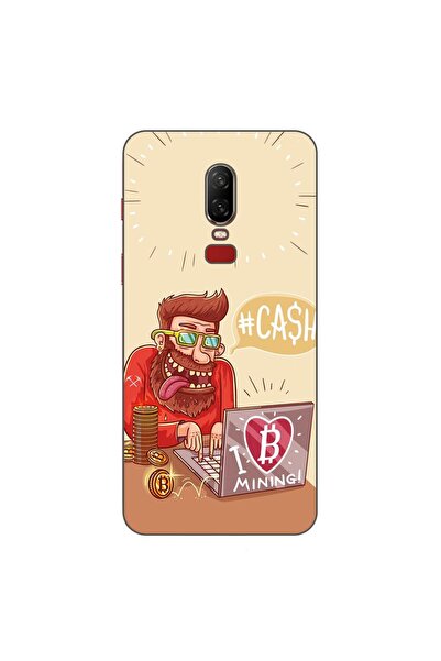OEM Калъф, съвместим с OnePlus 6, силиконов гел TPU, модел BTC Mining