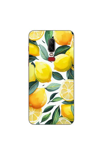 OEM Калъф, съвместим с OnePlus 6, силиконов гел TPU, модел с десен на лимони