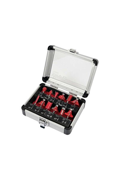 yato YT-68006 12-Piece Wood Router Bit Set, 6mm, Red