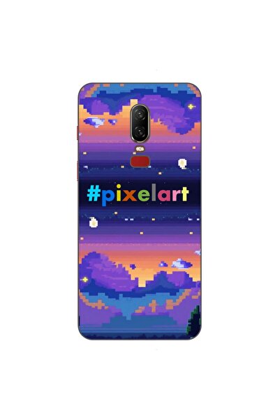 OEM Husa compatibila cu OnePlus 6 Silicon Gel Tpu Model Pixel Art Peisaj