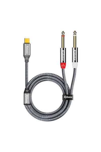 Riksoin كابل USB C إلى مدخل صوت مزدوج 6.35 ملم، كابل USB Type C إلى مدخل صوت ...