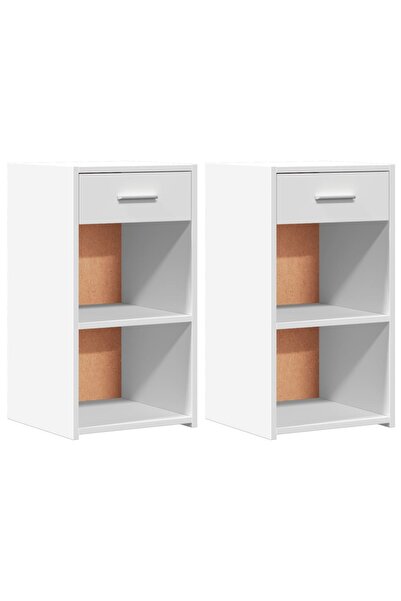 vidaxl Noptiere, 2 buc., alb, 35x34x65 cm, lemn compozit