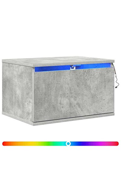 vidaxl Noptieră montată pe perete cu lumini LED, gri beton