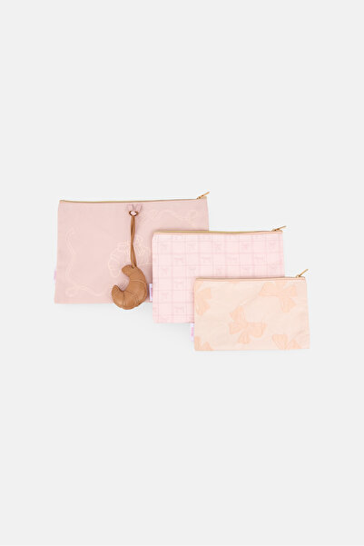 Kensie 3 Pieces Travel Pouches Set, Light Pink