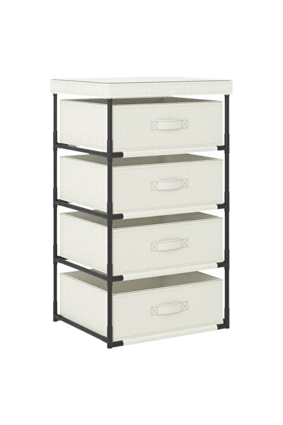 vidaxl Storage shelf with 4 textile baskets, beige, steel