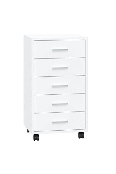 vidaxl Cabinet with drawers and castors, high-gloss white, engineered wood