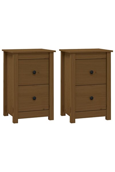vidaxl Noptiere, 2 buc, maro miere, 40x35x61,5 cm, lemn masiv de pin