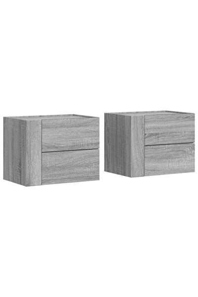 vidaxl Noptiere de perete, 2 buc., gri sonoma, 45x30x35 cm