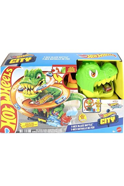 mattel Hot Wheels City T-Rex Πυροσβεστικός Σταθμός Όχημα Παιχνίδι JBM73