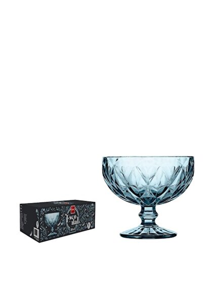 COK Set of 6 ice cream cups, glass, 300ml, Escorial, blue