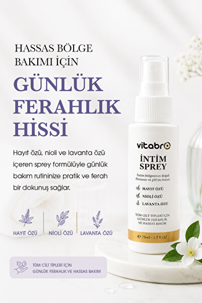 Vitabro İntim Sprey 75 ml Hayıt Özü, Nioli Özü ve Lavanta Özlü Günlük Hassas ...