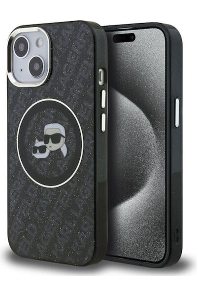 Karl Lagerfeld Heads Πίσω Κάλυμμα Πλαστικό / Σιλικόνης Μαύρο (iPhone 15) Κωδι...