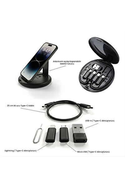 Steep Solid Taşınabilir Multi-Fonksiyonel Dönüştürücü Set, USB-C, Lightning, ...