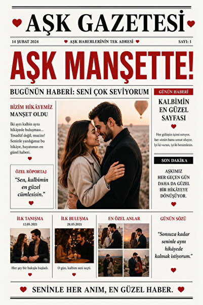 REFSTORE SEVGİLİYE ÖZEL AŞK GAZETESİ – FOTOĞRAFLI KİŞİYE ÖZEL HEDİYE – 5MM DE...