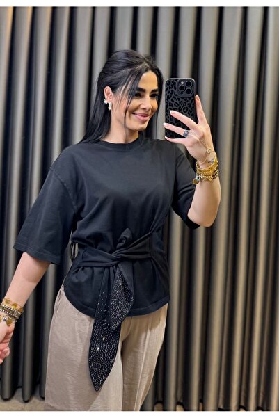 Nisam Taşlı Bağlamalı T-Shirt
