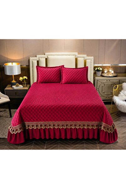 Lenjeria Pufoasa Duvet cover and 2 pillowcases, Quilted Velvet and Gold Embro...