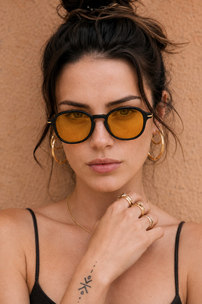 CLAREX Vega Unisex Orange Glass Sunglasses Uv400 Protection Boxed Set