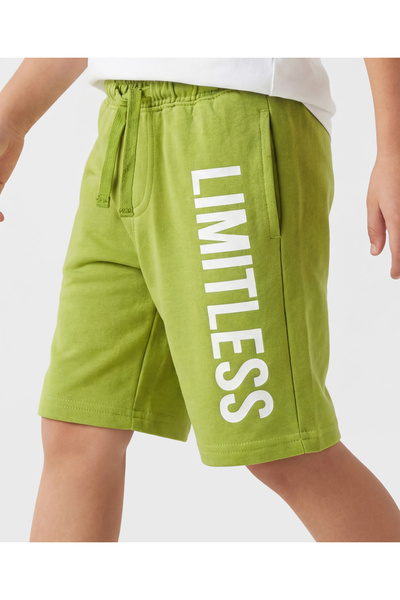 Pine kids Looper Knit Shorts with Limitless Print - Green