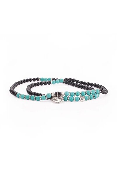 OEM Mala Wrap Bracelet with Turquoise & Black Agate