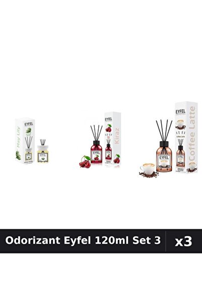 Eyfel Set 3 Odorizante Camera cu Betisoare - Cafea, Cirese, Lacramioare 120ml