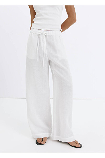 MANGO Woman Keten wide leg pantolon