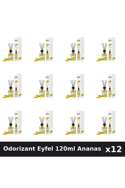 Eyfel Set 12 Odorizante Camera cu Betisoare Aroma Ananas 120ml