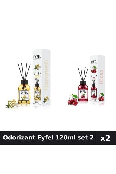 Eyfel Set 2 Odorizante Camera cu Betisoare 120ml - Cireșe, Mâna Maicii Domnului