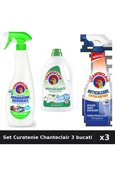 Chanteclair Set 3 Curatenie - Degresant 600ml, Detergent 1575ml, Anticalcar 6...