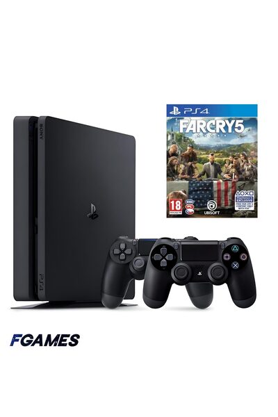 Sony Consola Playstation 4 Slim Ps4 1TB + Două controlere + Far Cry 5 PlaySta...