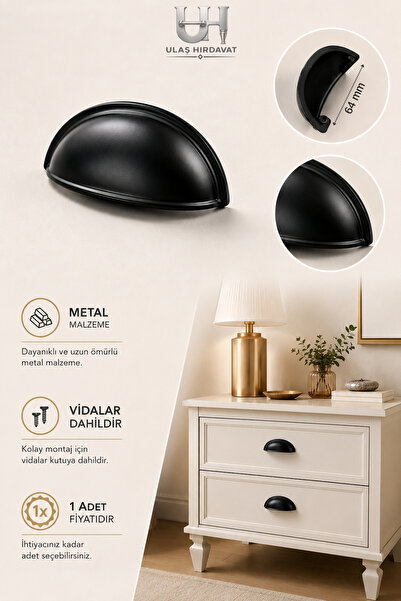 Ulaş Hırdavat Metal Çanak Kulp Tas Midye Kulbu Modern Retro Rustik Dolap Çekm...