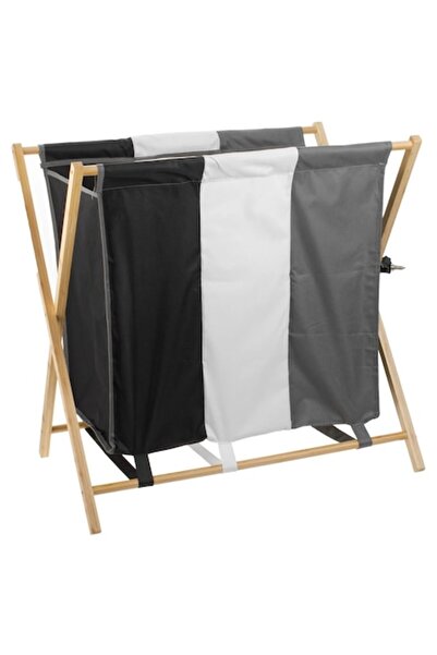 OEM Laundry Basket with Tricolor Bamboo Frame 72.5x40x74cm
