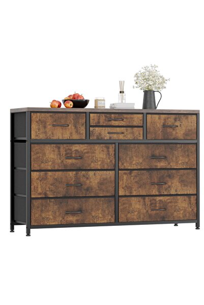 Garvee Bedroom Dresser Drawer, Modern Spacious Dresser with 10 Drawers and Wo...