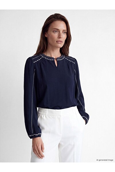 LC Waikiki Lcw Grace Hakim Collar Embroidered Blouse
