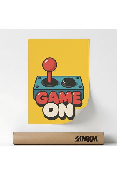 21mxm Декоративен постер с ретро гейминг тематика - "Game On ", текстилен мат...