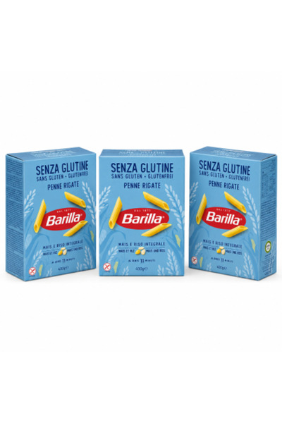 Barilla Set 3 x Penne Rigate, paste fără gluten, cu porumb și orez integral, ...