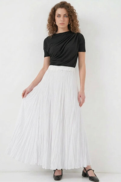 Efnaz style Women's Pleated White Skirt