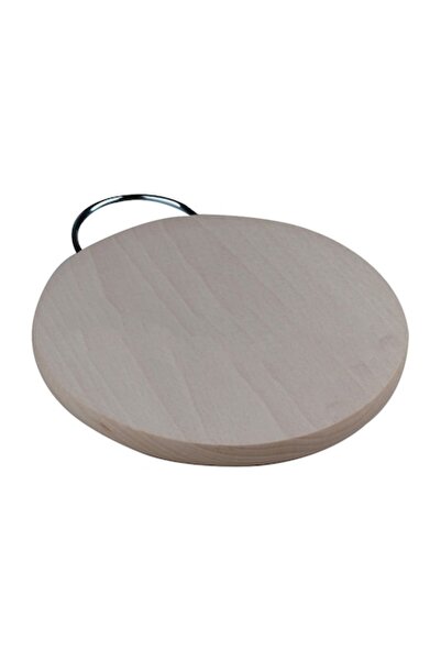 OEM Round Wooden Chopping Board with Metal Handle, 25 cm