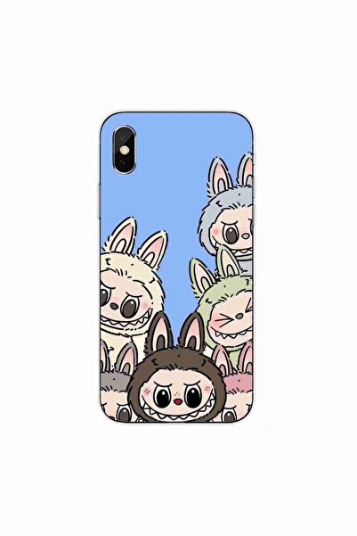 OEM Husa compatibila cu Apple iPhone X Silicon Gel Tpu Model Labubu Pattern Blue