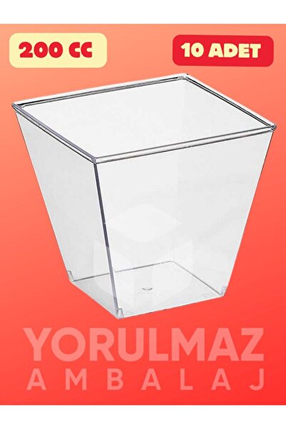 yorulmaz ambalaj 🥣 Plastik Prizma Kap 200 CC 10’lu – Şık ve Modern Sunum Kabı