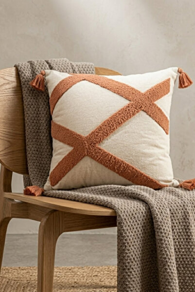 Valmia Home Decorative Punch Patterned Bohemian Cushion Cover with Tassels - ...