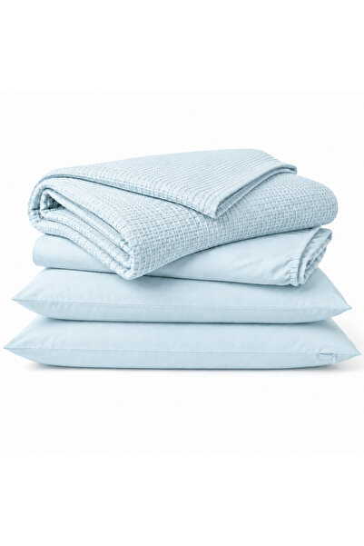 Meltem Set lenjerie pat cu cuvertura pike, 100% bumbac, cearceaf cu elastic 1...