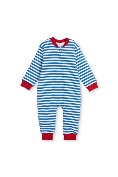 Messido Unisex Uyku Tulumu Çizgili Fermuarlı Bisiklet Yaka Long Sleeve Ribanalı