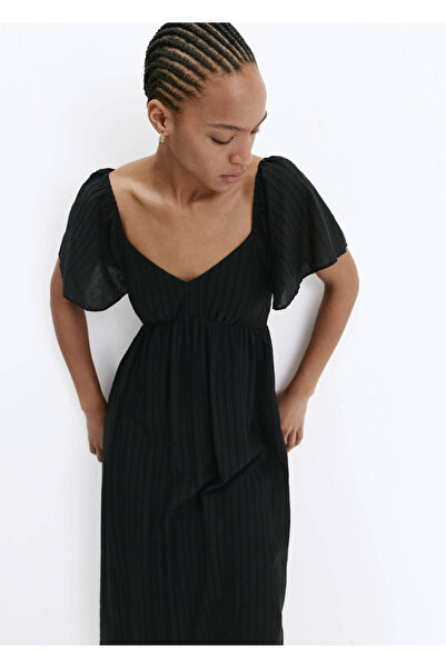 MANGO Woman Textured dress with ruched detail