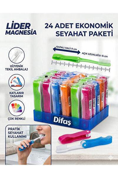 Lider MAGNESİA DİFAŞ KATLANIR SEYEHAT TİPİ DİŞ FIRÇASI 24 AD EKO PAKET KARMA ...