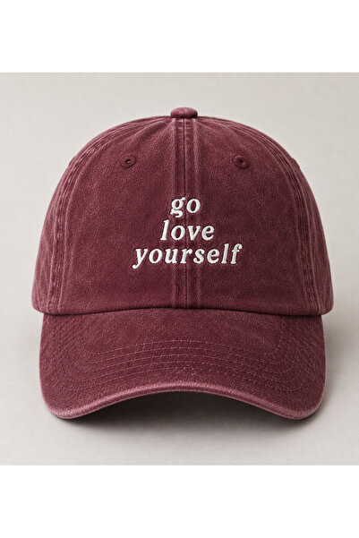 WeavedCo "Go Love Yourself" Irony Quote Embroidered Vintage Washed Baseball Cap